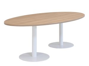 Kolom tafel ellipsvorm 240 x 100/120 cm, 2 ronde voeten Ø50 cm, vaste hoogte 75 cm